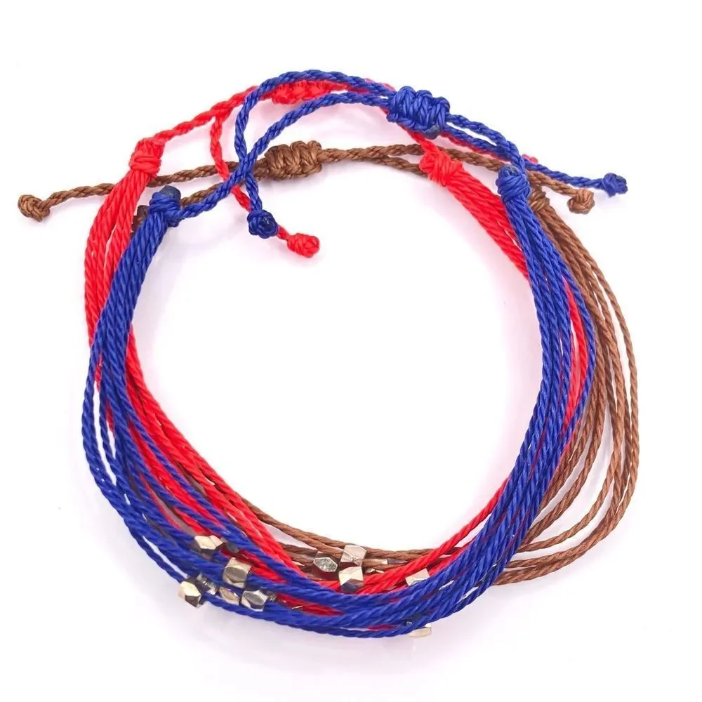 3 piece Stackable wax cord beaded bracelets